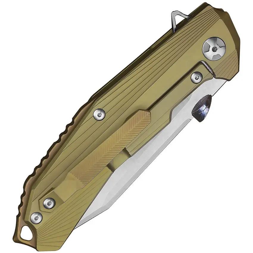Defcon Atlas Framelock Gold TF 5344-2 - Gold Titanium Handle With Carbon Fiber Inlay And S35VN Satin Tanto Blade by Defcon