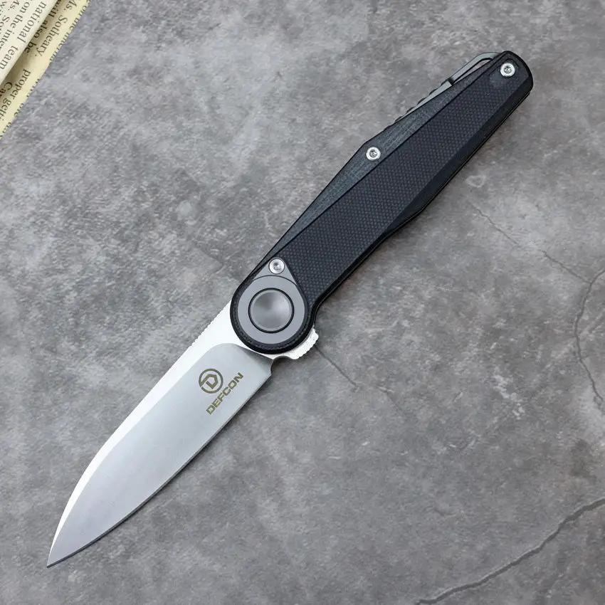 Defcon JK Series Leverage Lock TF6010BK - 3.25in Satin Finish 14C28N Blade, Black G10 Handle by Defcon