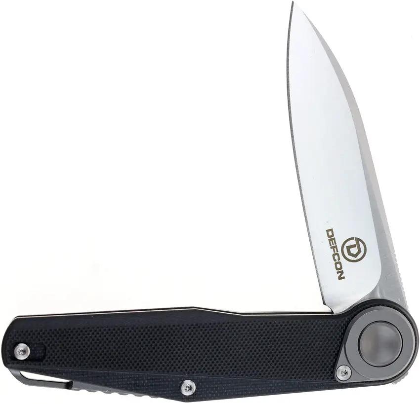 Defcon JK Series Leverage Lock TF6010BK - 3.25in Satin Finish 14C28N Blade, Black G10 Handle by Defcon