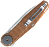 Defcon JK Series Leverage Lock Knife - 3.25 Inch Satin Blade, 14C28N Sandvik Stainless, Brown Canvas Micarta Handle by Defcon