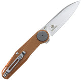 Defcon JK Series Leverage Lock Knife - 3.25 Inch Satin Blade, 14C28N Sandvik Stainless, Brown Canvas Micarta Handle by Defcon