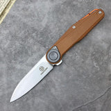 Defcon JK Series Leverage Lock Knife - 3.25 Inch Satin Blade, 14C28N Sandvik Stainless, Brown Canvas Micarta Handle by Defcon