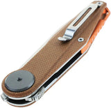 Defcon JK Series Leverage Lock Knife - 3.25 Inch Satin Blade, 14C28N Sandvik Stainless, Brown Canvas Micarta Handle by Defcon