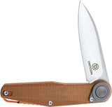 Defcon JK Series Leverage Lock Knife - 3.25 Inch Satin Blade, 14C28N Sandvik Stainless, Brown Canvas Micarta Handle by Defcon