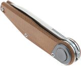 Defcon JK Series Leverage Lock Knife - 3.25 Inch Satin Blade, 14C28N Sandvik Stainless, Brown Canvas Micarta Handle by Defcon