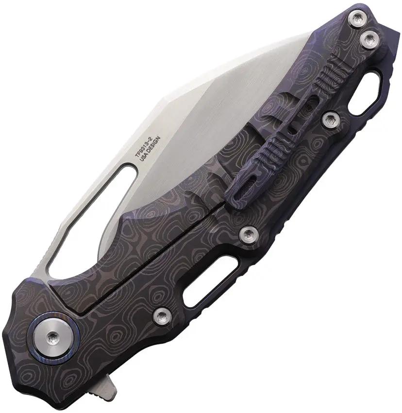 Defcon Gravity Framelock Dam Pattern TF93132 - Exotic Damascus Inlay and M390 Blade by Defcon