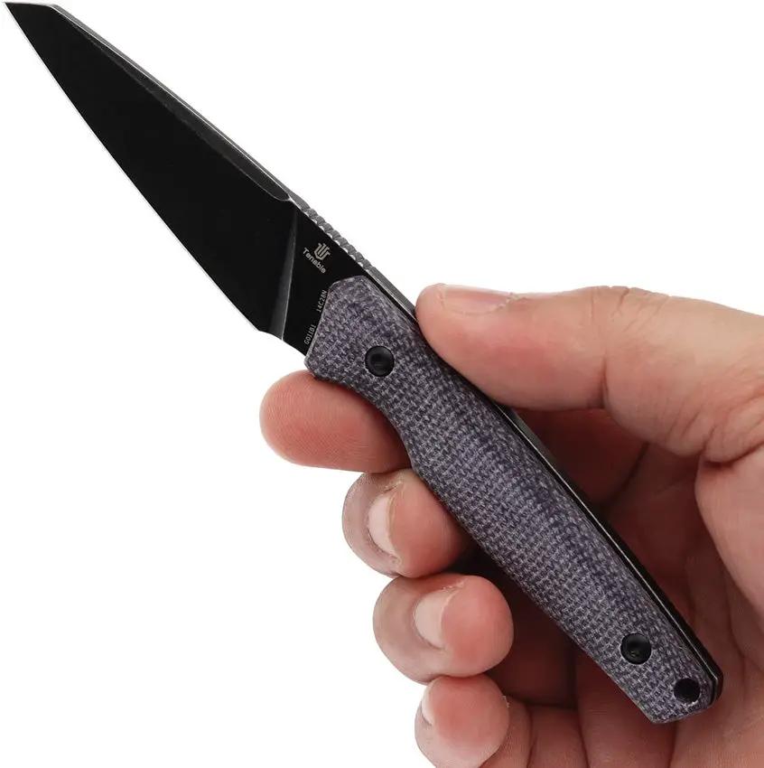 Tenable Knives Parr Fixed Blade Purple Canvas Micarta - Full Tang Sheepsfoot Blade With Lanyard Hole by Tenable Knives