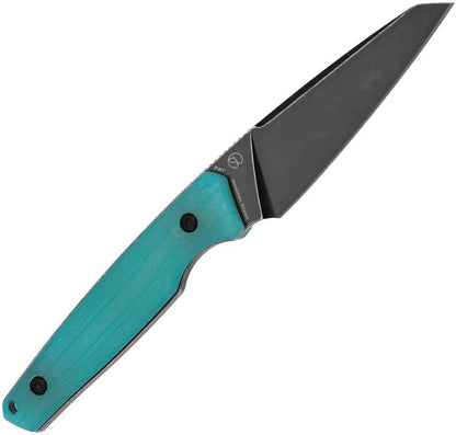 Tenable Knives Parr Fixed Blade Tiffany G10 - Tiffany Blue Handle BlackWash 14C28N Sandvik Sheepsfoot Full Tang by Tenable Knives