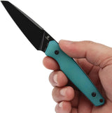 Tenable Knives Parr Fixed Blade Tiffany G10 - Tiffany Blue Handle BlackWash 14C28N Sandvik Sheepsfoot Full Tang by Tenable Knives