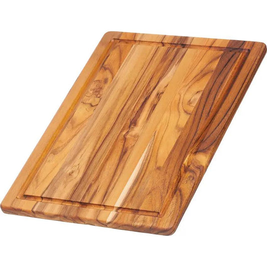 Teak Haus Essential Cutting Board 405 Built In Juice Canal FSC Teak Eco Friendly Kitchen Prep For Home Cooks by Teak Haus