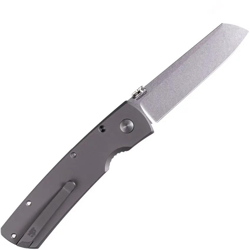 Tactile Knife Company Mariner 2 Linerlock MagnaCut - Stonewash 3-Inch Sheepsfoot Blade Vintage Brown Micarta Handle by Tactile Knife Company