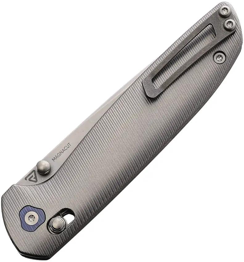Tactile Knife Company Maverick Crossbar Lock MagnaCut - 3.5in Stonewash Blade Gray Titanium Handle by Tactile Knife Company