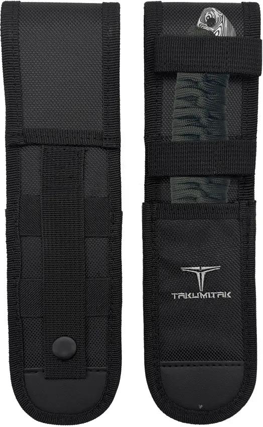 Takumitak Nighthawk Fixed Blade - Green Cord Wrapped Handle With Damascus Pattern Blade by Takumitak