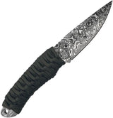 Takumitak Nighthawk Fixed Blade - Green Cord Wrapped Handle With Damascus Pattern Blade by Takumitak