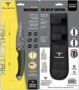 Takumitak Nighthawk Fixed Blade - Green Cord Wrapped Handle With Damascus Pattern Blade by Takumitak