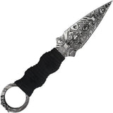 Takumitak Defender Fixed Blade Knife - Damascus Pattern Acid Etched Blade, Black Cord Wrapped Handle, MOLLE Sheath by Takumitak