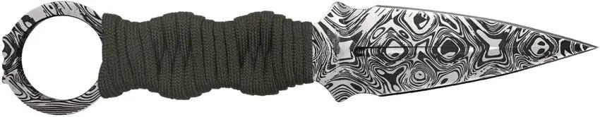 Takumitak Defender Fixed Blade Knife - Damascus Pattern Blade With Green Cord Wrapped Handle by Takumitak