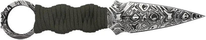 Takumitak Defender Fixed Blade Knife - Damascus Pattern Blade With Green Cord Wrapped Handle by Takumitak