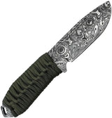 Takumi Fixed Blade Knife Green TKF103GN-CS - Full Tang With Acid Etched Damascus Pattern Blade And Lanyard Hole by Takumitak