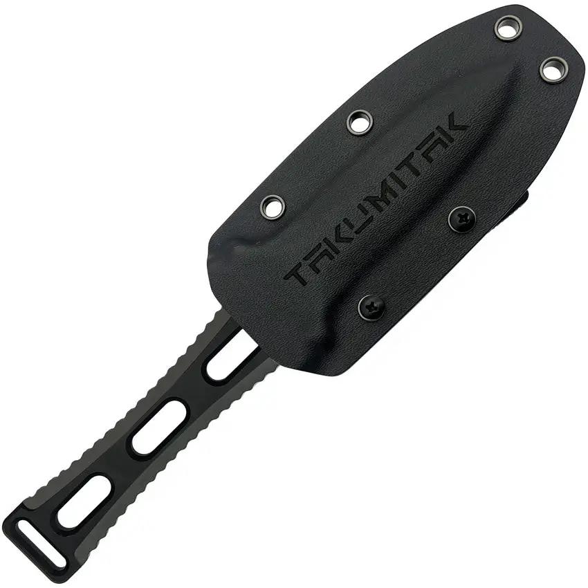 Takumitak Hidden Anger Fixed Blade Knife - Black TiNi D2 Spear Point Full Tang G10 Handle Kydex Sheath by Takumitak