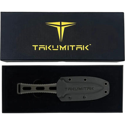 Takumitak Hidden Anger Fixed Blade - TiNi Coated D2 Spear Point, Full Tang, Black G10 Handle, Kydex Sheath by Takumitak