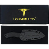 Takumitak Day500 Fixed Blade Satin TKF206SL - Full Tang 4.5 Inch D2 Tool Steel Blade With Black G10 Handle by Takumitak