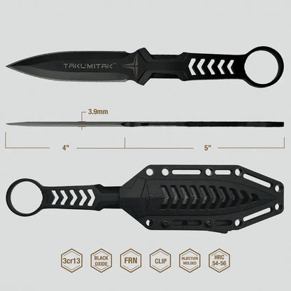 Takumitak Missing Screw TKF302 Fixed Blade - 9 Inch Overall with Black 3Cr13 Spear Point Blade and MOLLE Clip by Takumitak
