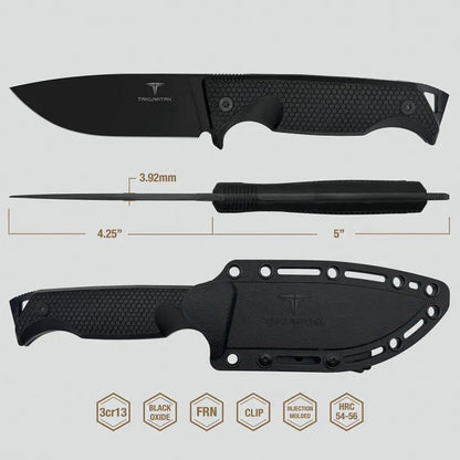 Takumitak Easy Night Fixed Blade TKF304 - Full Tang 9.25in Drop Point Black Oxide Blade With Ambidextrous MOLLE Clip by Takumitak