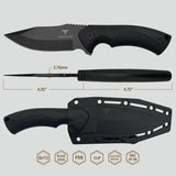 Takumitak Fit Fixed Blade TKF306 Full Tang 9 Inch Knife With Black Oxide 3Cr13 Clip Point Blade And MOLLE Clip by Takumitak