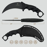 Takumitak Midnight Fixed Blade TKF307 - Black Oxide 3Cr13 Karambit Blade With Ambidextrous Molle Clip by Takumitak