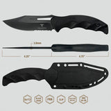 Takumitak Obsidian Fixed Blade TKF317 - Black Oxide Blade, Full Tang With Ambidextrous MOLLE Clip by Takumitak