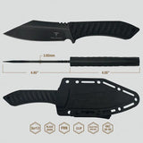 Takumitak Asym Fixed Blade TKF318 - Durable 4.5in Black Oxide Sheepsfoot Blade, Full Tang, Ambidextrous MOLLE Clip by Takumitak