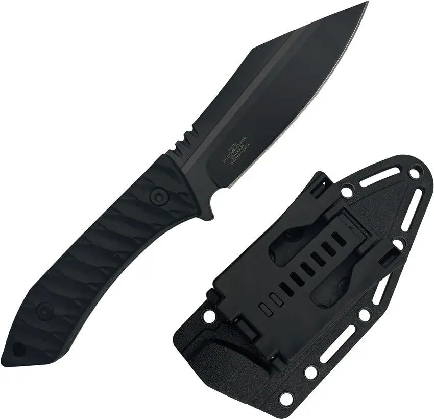 Takumitak Asym Fixed Blade TKF318 - Durable 4.5in Black Oxide Sheepsfoot Blade, Full Tang, Ambidextrous MOLLE Clip by Takumitak