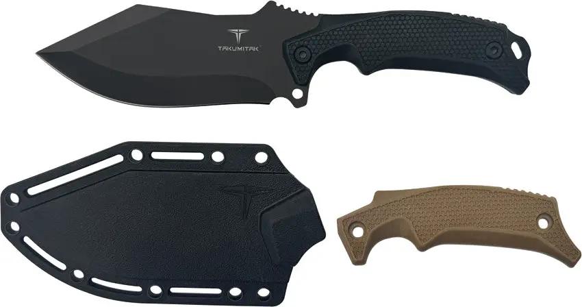 Takumitak Neuter Fixed Blade TKF319 - 9 Inch Overall 4.5 Inch Black Oxide 3Cr13 Blade FRN Handle MOLLE Clip by Takumitak