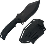 Takumitak Neuter Fixed Blade TKF319 - 9 Inch Overall 4.5 Inch Black Oxide 3Cr13 Blade FRN Handle MOLLE Clip by Takumitak