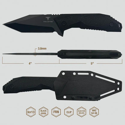 Takumitak Terminal Fixed Blade TKF320 - 9 Inch Tanto Blade With Black FRN Handle Full Tang Ambidextrous MOLLE Clip by Takumitak