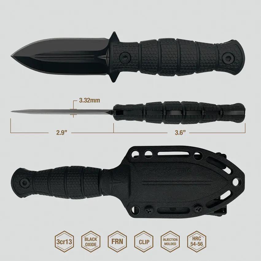 Takumitak Little Buddy Fixed Blade TKF3S04 - Dual Edge Spear Point Knife With Full Tang And Ambidextrous MOLLE Clip by Takumitak