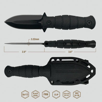 Takumitak Little Buddy Fixed Blade TKF3S04 - Dual Edge Spear Point Knife With Full Tang And Ambidextrous MOLLE Clip by Takumitak