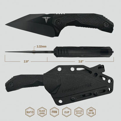 Takumitak Sparky Fixed Blade TKF3S09 - Black Oxide 3Cr13 Stainless Wharncliffe Blade, Full Tang, Ambidextrous MOLLE Clip by Takumitak