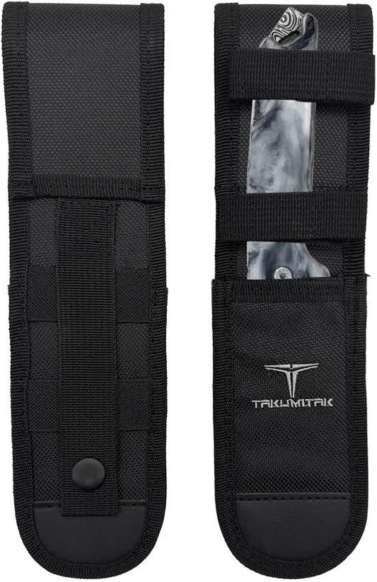 Takumitak Bloodstrike Fixed Blade TKF501BK-CS - Damascus Pattern Blade With Black Glow Handle And 9 Inch Overall by Takumitak