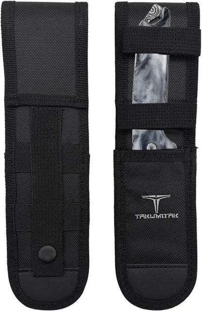 Takumitak Bloodstrike Fixed Blade TKF501BK-CS - Damascus Pattern Blade With Black Glow Handle And 9 Inch Overall by Takumitak