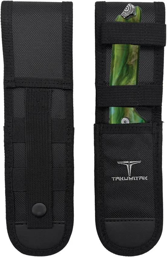 Takumitak Bloodstrike Fixed Blade Green Glow Handle With Acid Etched Damascus Pattern Blade by Takumitak