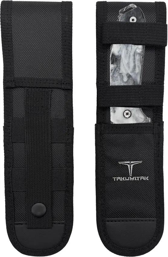 Takumitak Takumi Fixed Blade Knife - 9.5 Inch Overall Damascus Pattern Blade Glow Resin Handle MOLLE Belt Sheath by Takumitak