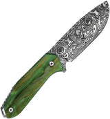 Takumitak Takumi Fixed Blade Green TKF502GN-CS - Acid Etched Damascus Blade With Green Glow Resin Handle And MOLLE Sheath by Takumitak