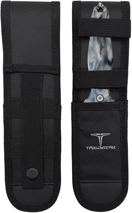 Takumitak Protector Fixed Blade - Acid Etched Damascus Blade With Black Glow Resin Handle by Takumitak