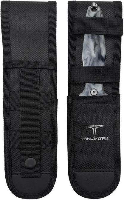 Takumitak Protector Fixed Blade - Acid Etched Damascus Blade With Black Glow Resin Handle by Takumitak