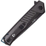 Tekto Knives F1 Alpha Linerlock CF Blue - D2 Blade, Carbon Fiber Handle, Extended Tang, Glass Breaker, Pocket Clip by Tekto Knives