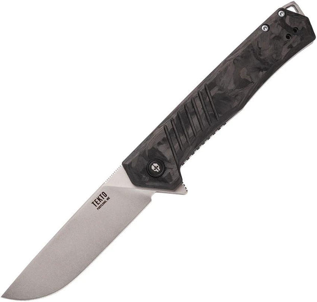 Tekto Knives F1 Alpha Linerlock CF/Silver F1R_CCBK_D2SI1_A4 by Tekto Knives