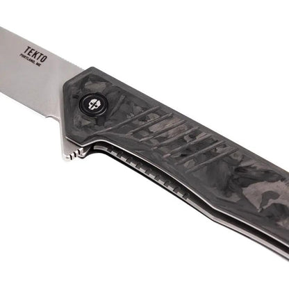 Tekto Knives F1 Alpha Linerlock - D2 Tool Steel Satin Blade With Carbon Fiber Handle And Glass Breaker by Tekto Knives