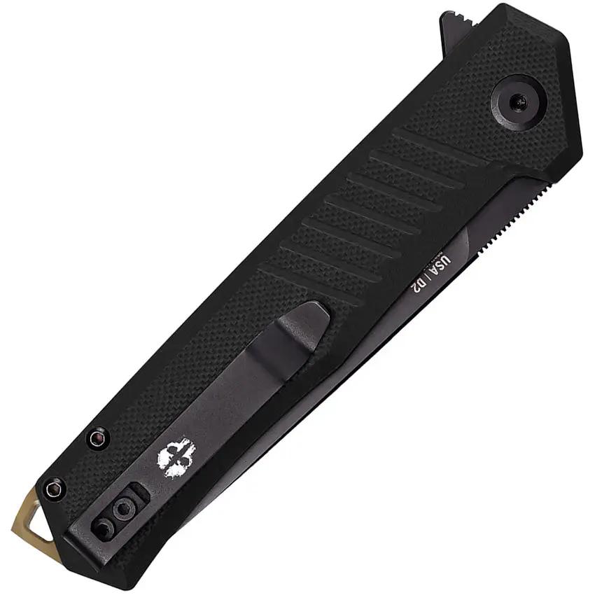 Tekto Knives F1 Alpha Linerlock - Black Bronze Accents D2 Tool Steel Blade Black G10 Handle by Tekto Knives